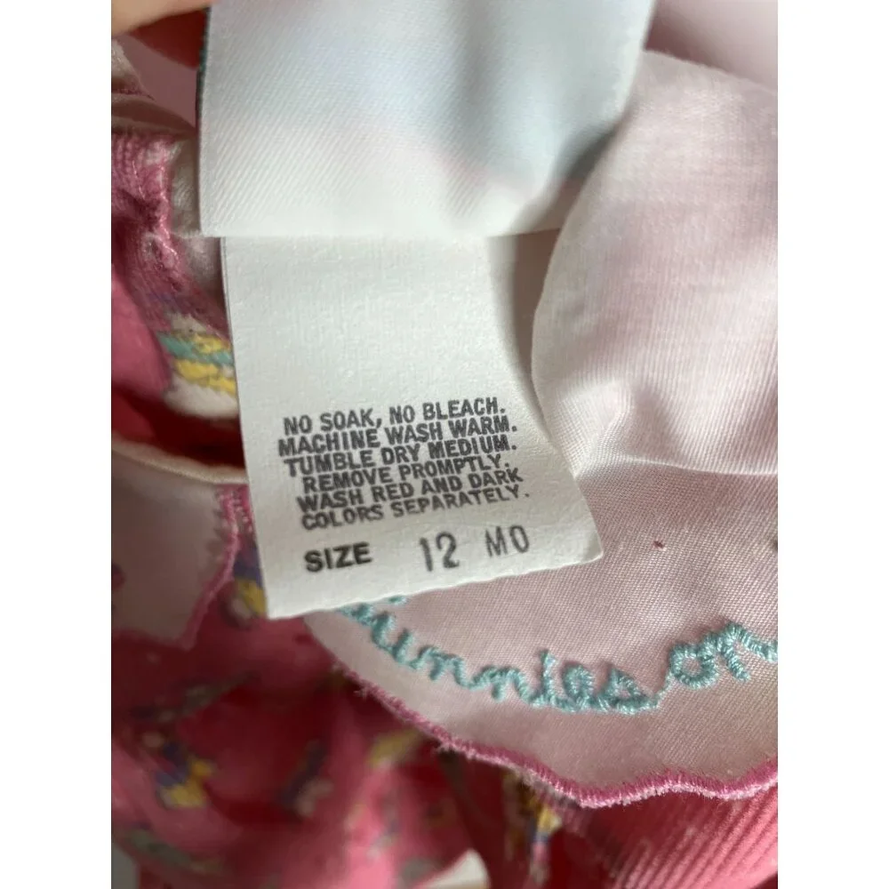 Vintage Osh Kosh Pink Corduroy Baby 12 Months Dress Bunny Bunnies On Ice